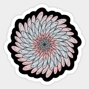 Soft Pink Colored Floral Spiral Mandala Line Art Sticker